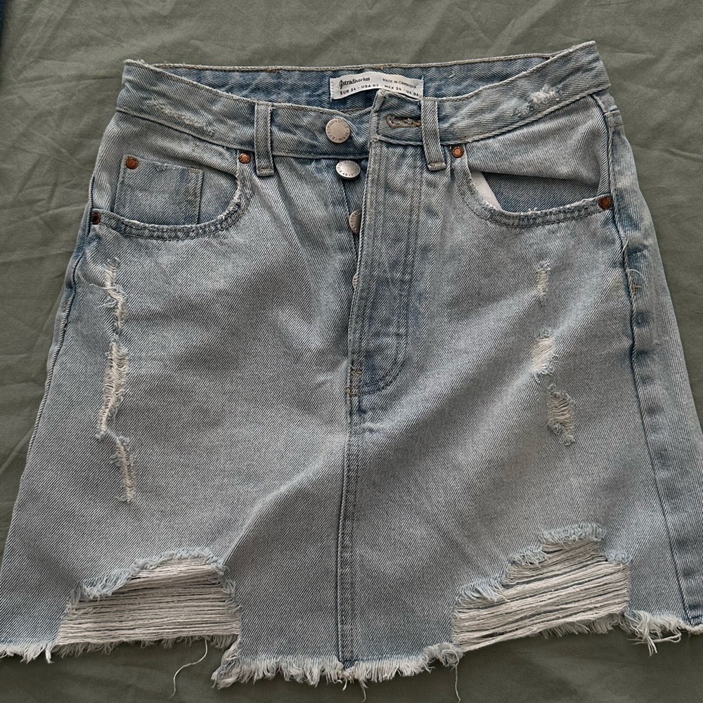 Denim light blue skirt. A shape
